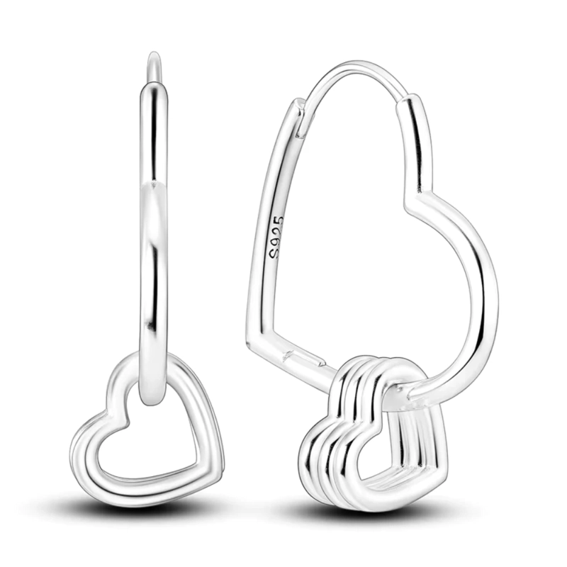 AROS ARGOLLA CORAZON TRIPLE COLGANTE PLATA - 1