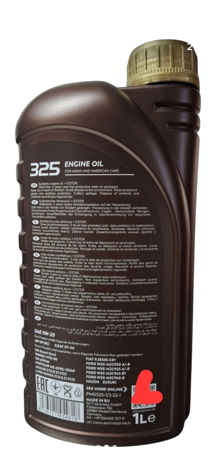 ACEITE DE MOTOR 5W20 PEMCO ALEMAN 1 LITRO - 2