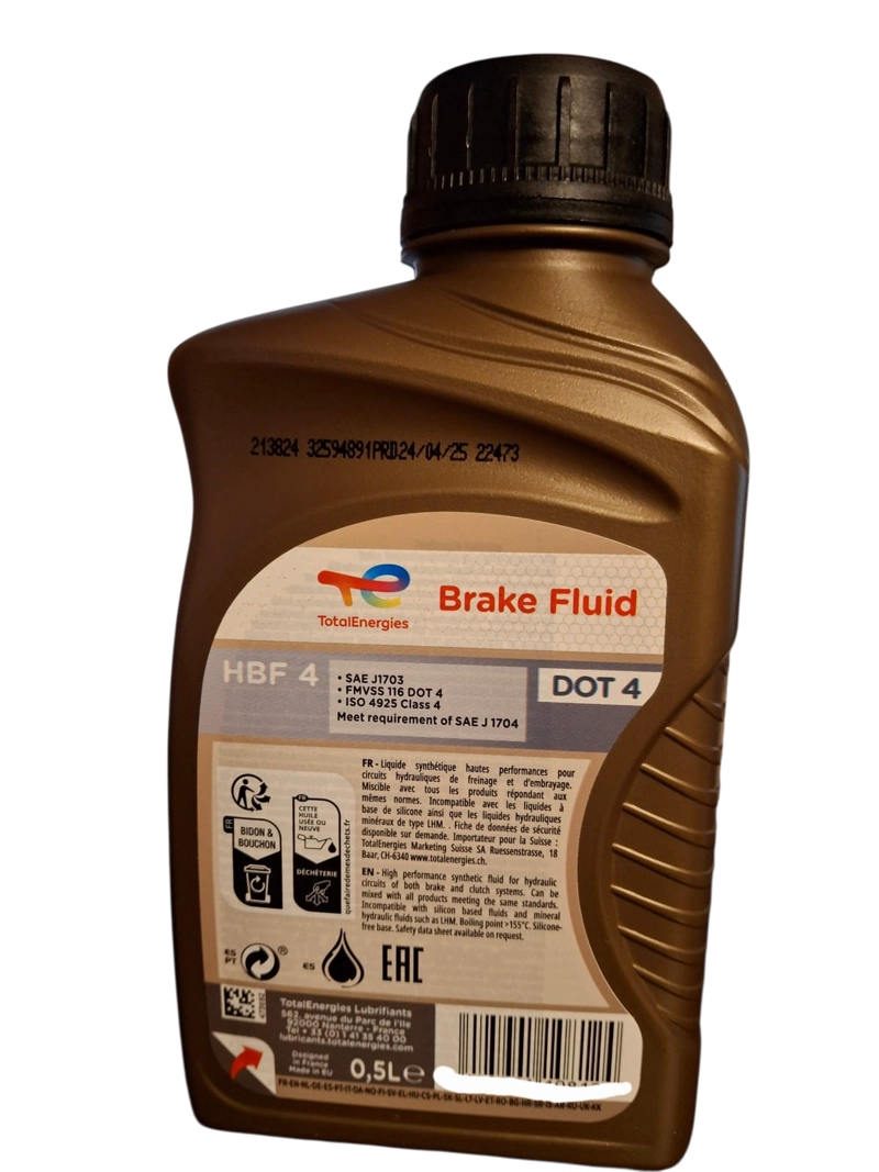 LIQUIDO DE FRENOS DOT 4 TOTAL 500ML SINTETICO - 1
