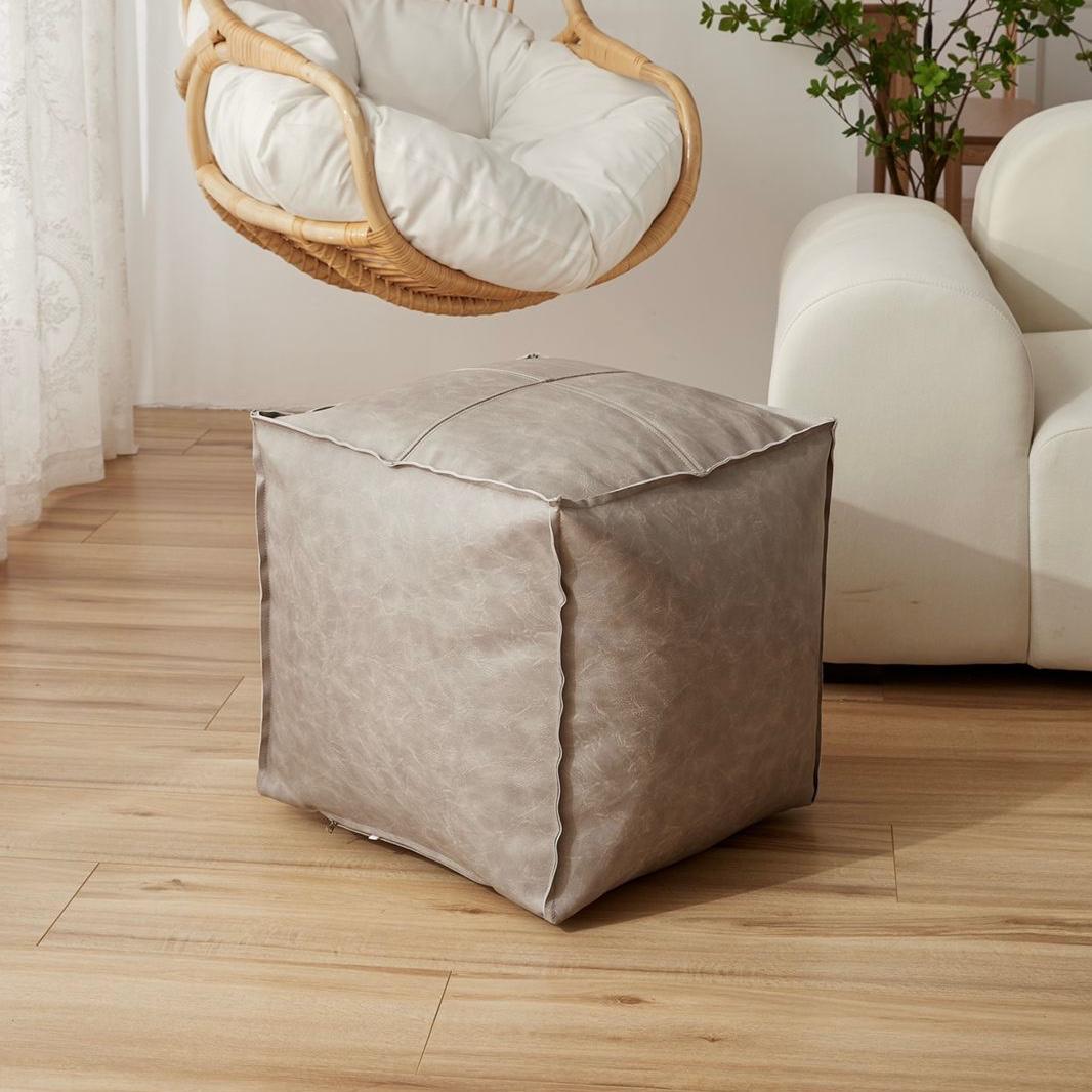 POUF GRIS DE ECOCUERO 45X45CM - 1