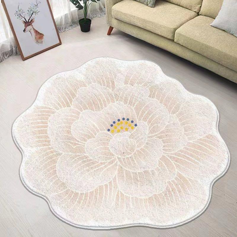 ALFOMBRA TODOHOGARSANTIAGODECHILE FLOR FELPA ANTIDESLIZANTE BEIGE 120 X 120 CM - 1