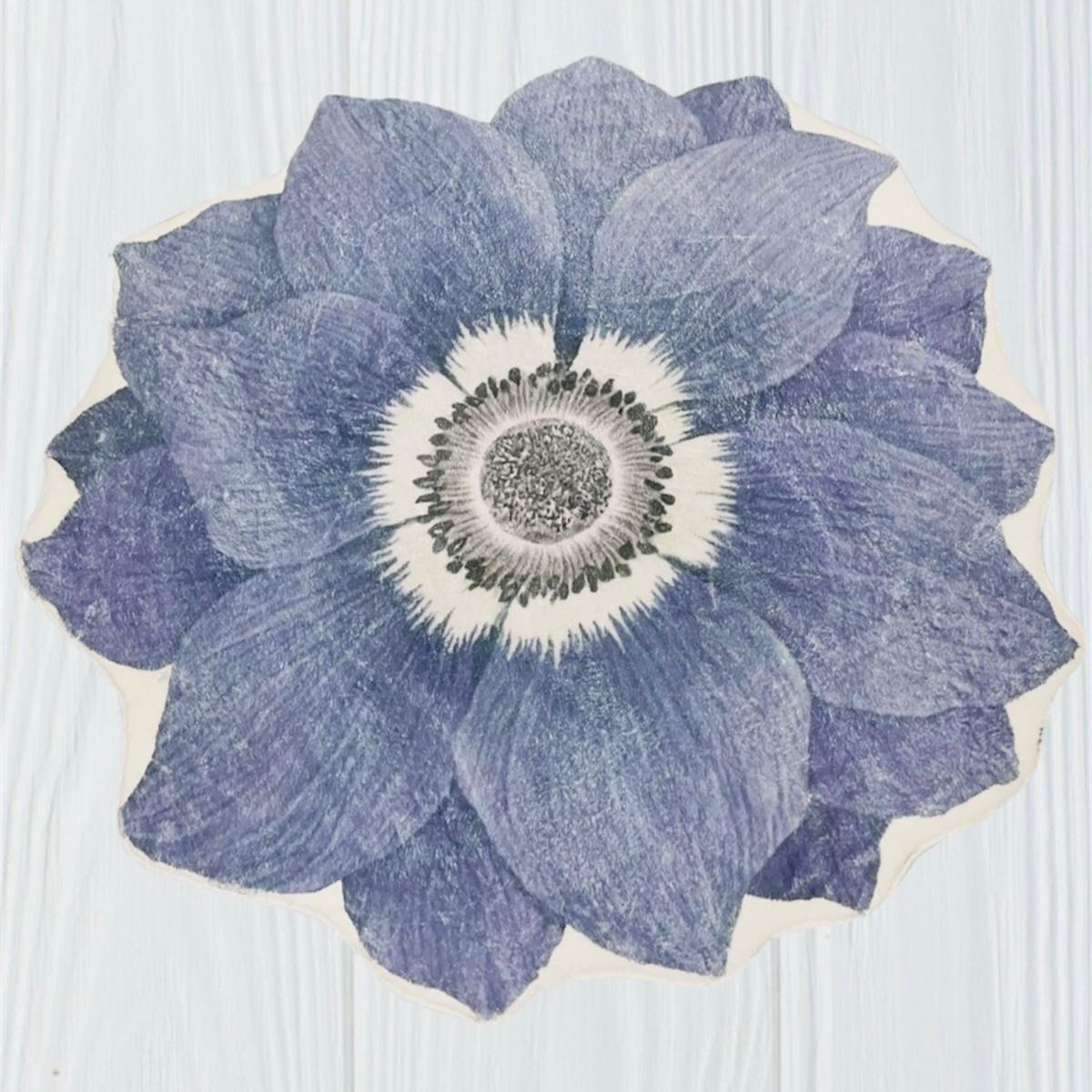 ALFOMBRA TODOHOGARSANTIAGODECHILE FLOR FELPA ANTIDESLIZANTE AZUL OSCURO 120 X 120 CM - 1