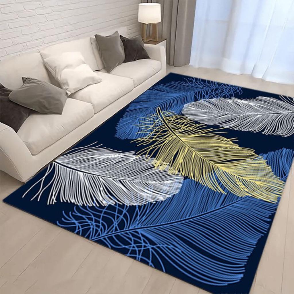 ALFOMBRA TODOHOGARSANTIAGODECHILE ESTAMPADA 3D ANTIDESLIZANTE AZUL 180 X 230 CM - 1