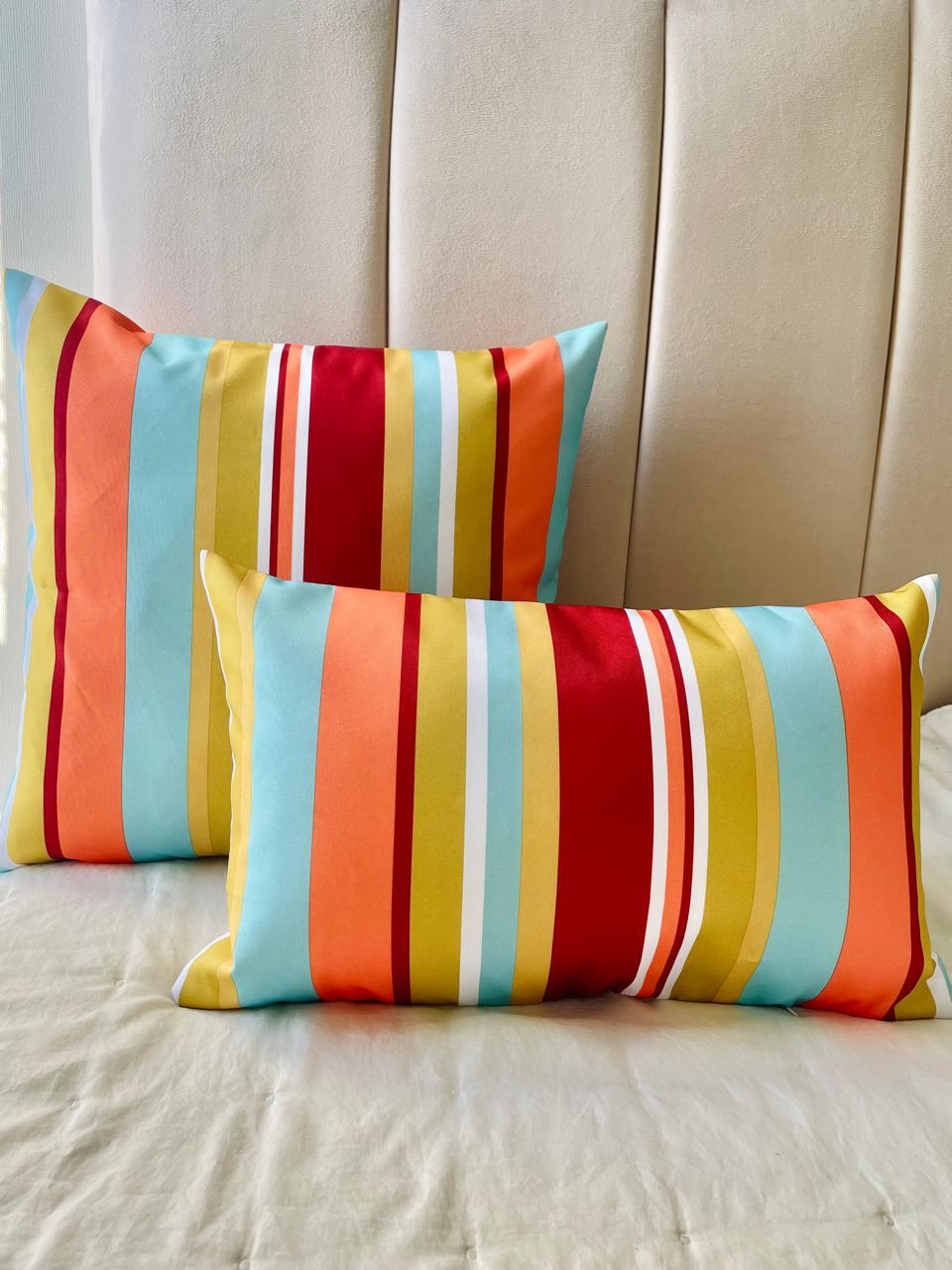COJÍN TODOHOGARSANTIAGODECHILE FCE11 SET 2 ESTAMPADOS IMPERMEABLES 45 X 45 CM MOSTAZA - 1