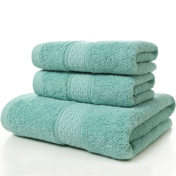 SET DE 3 TOALLAS ALGODÓN - VERDE AGUA - 1