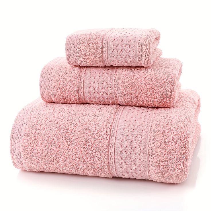 SET DE 3 TOALLAS ALGODON - ROSA