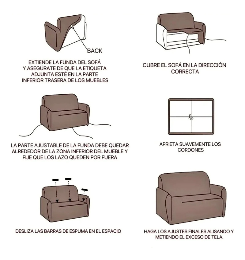 Funda de sofá lisa de 1 cuerpo - NEGRO - 5