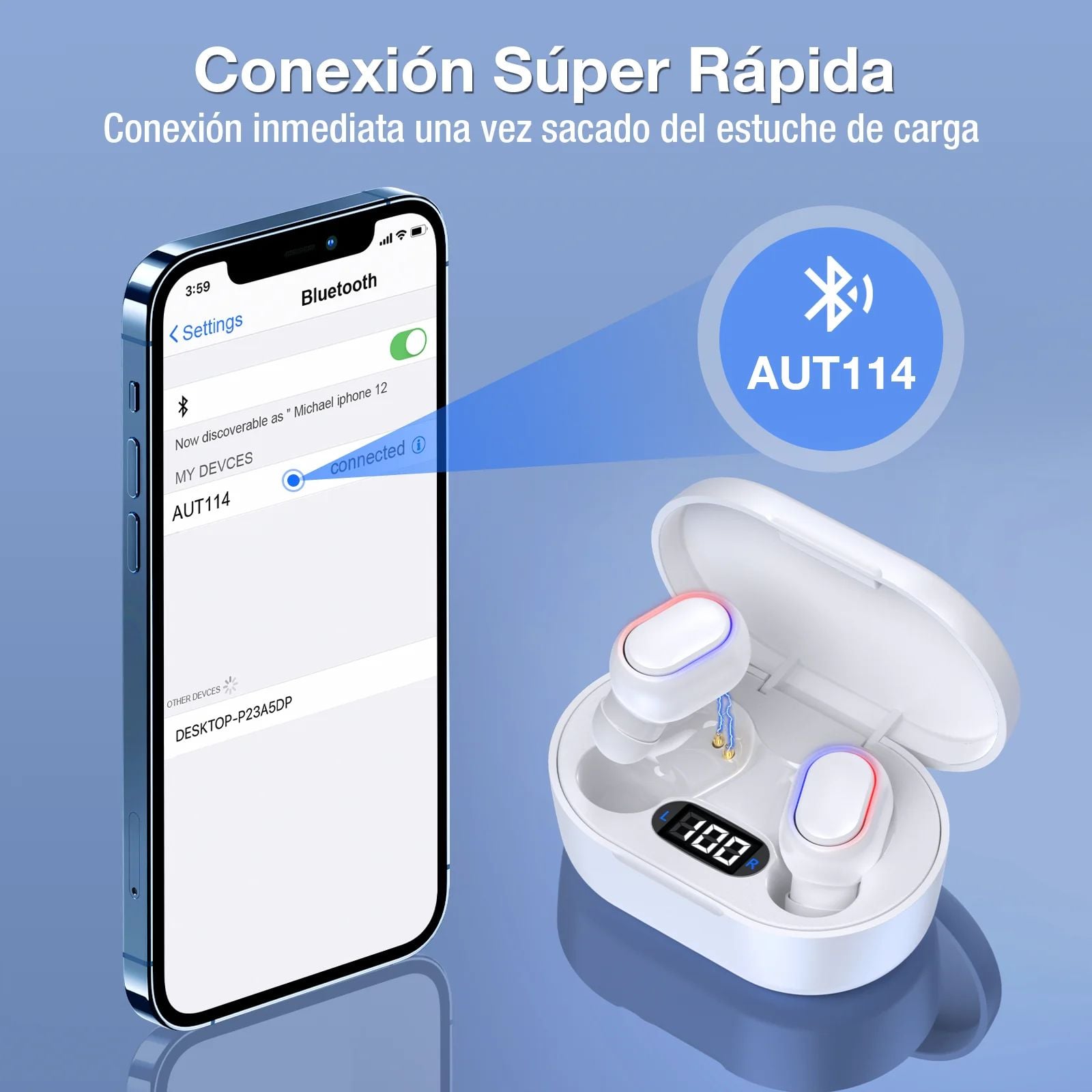 AURICULARES INALÁMBRICOS AUT114 - BLANCO - 2