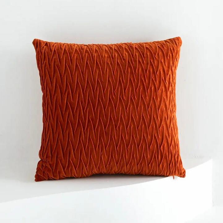 COJÍN TERCIOPELO CON DISEÑO ONDAS 45X45 - NARANJA - 1