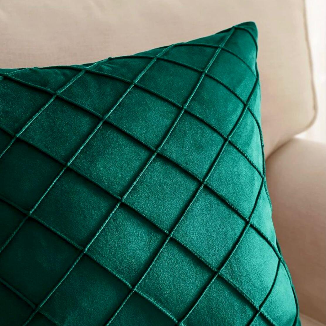 COJÍN TERCIOPELO CON PLIEGUES 40X40 - VERDE ESMERALDA - 2