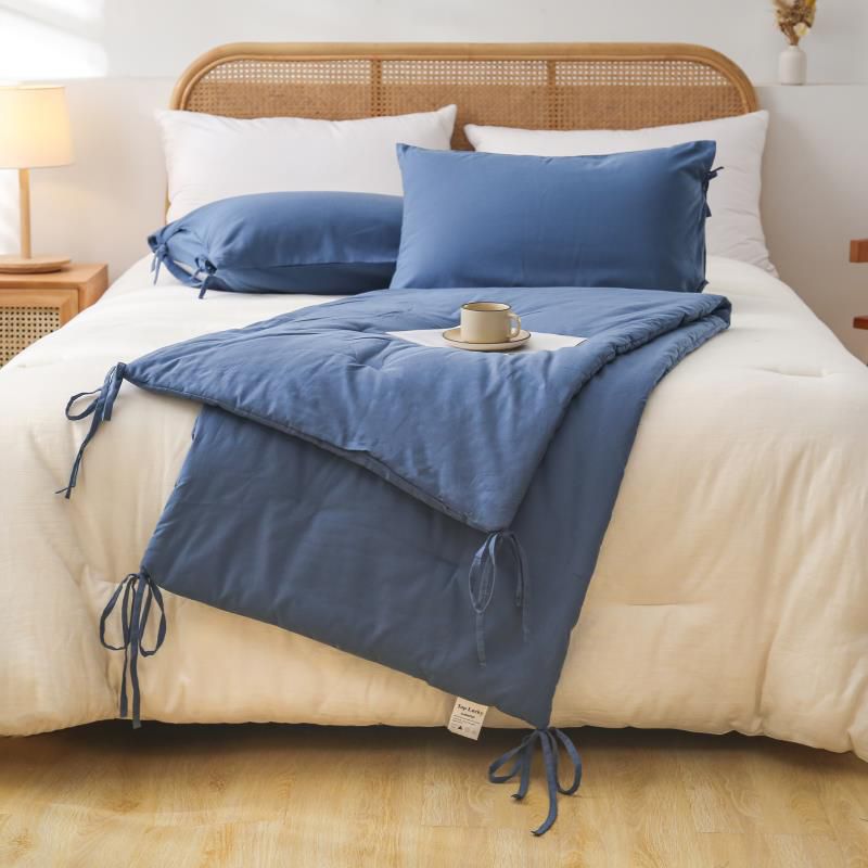SET DE PIECERA DE LINO CON 2 FUNDAS DE ALMOHADA  - AZUL - 4