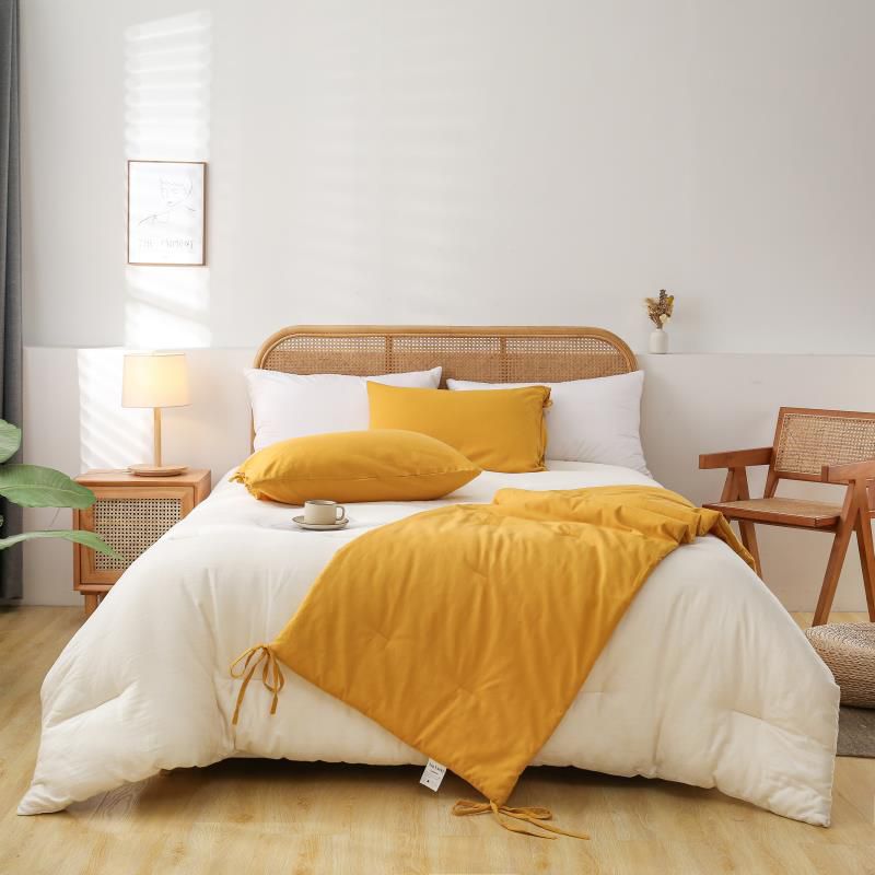 SET DE PIECERA DE LINO CON 2 FUNDAS DE ALMOHADA - MOSTAZA - 2