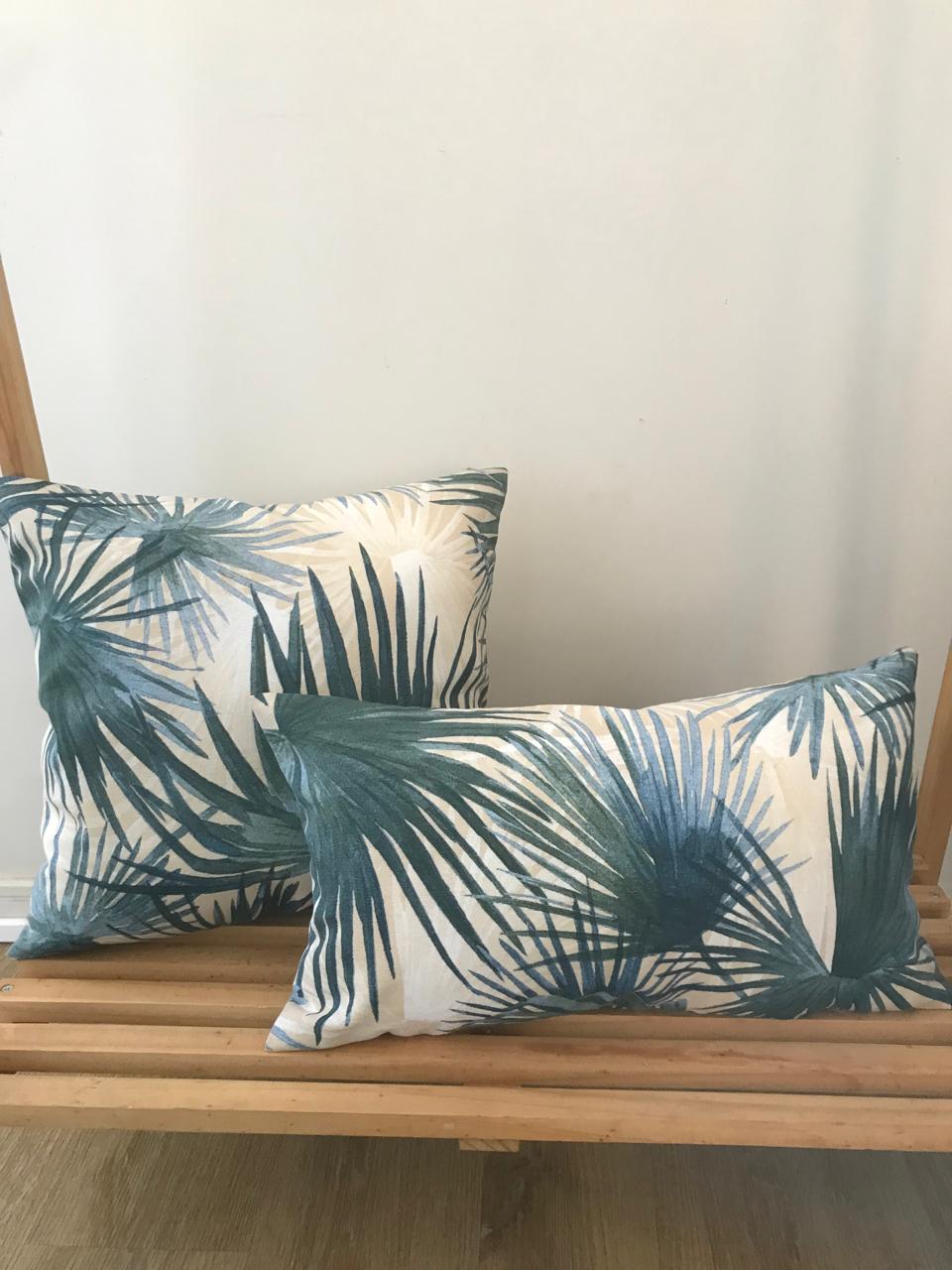 SET DE 2 COJINES COMBINADOS - TROPICAL AZUL