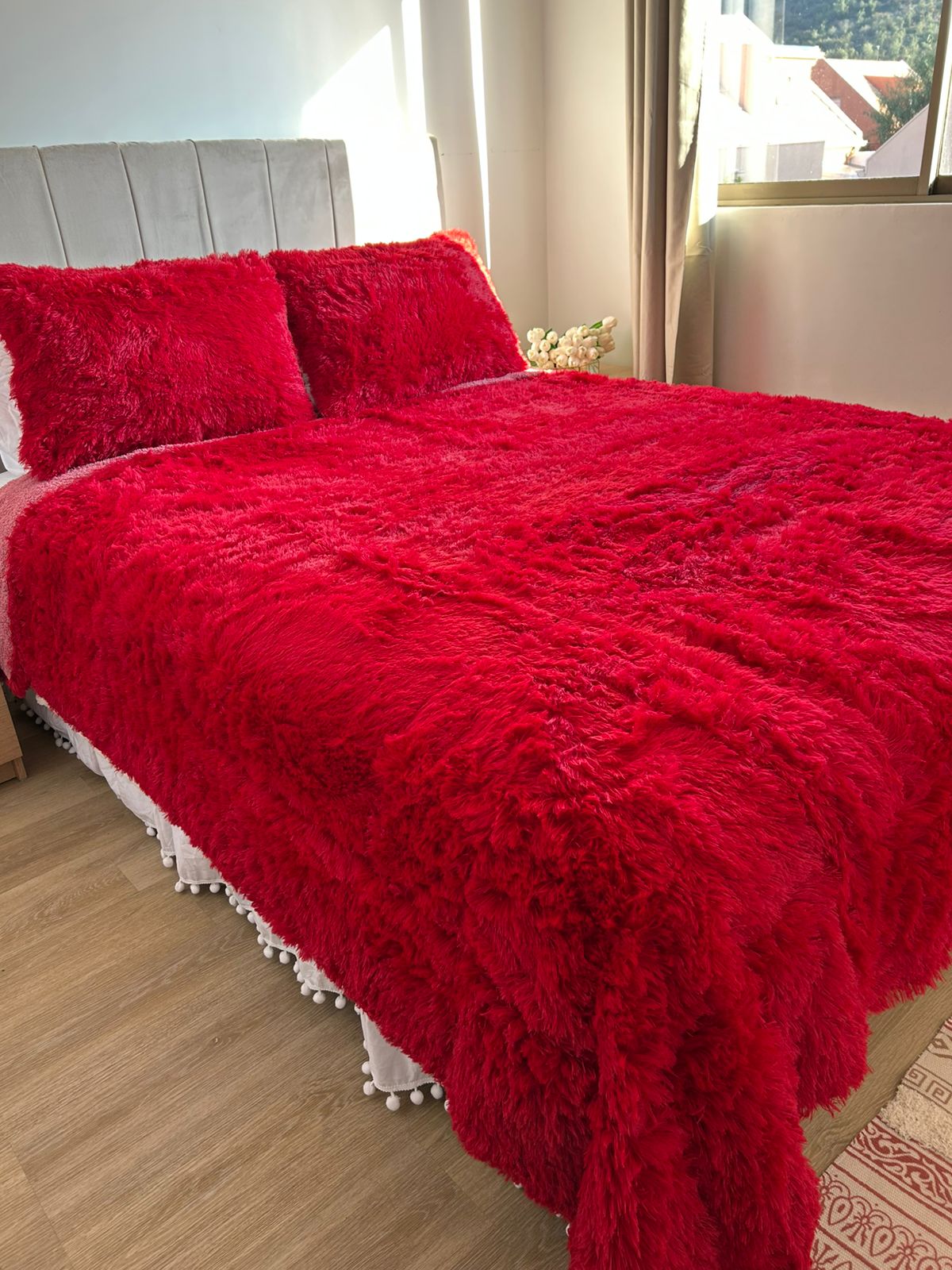 CUBRECAMA PELUDO EN COLOR ROJO 2 PLAZAS