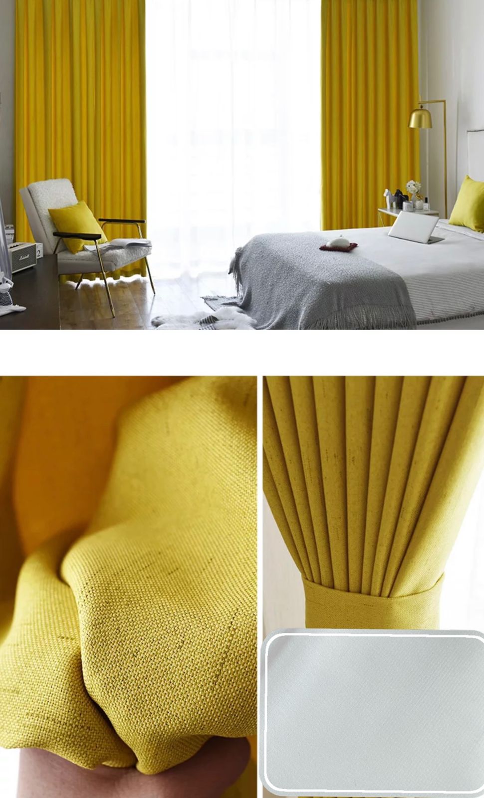 CORTINAS BLACK OUT ENGOMADA, EN COLOR AMARILLO - 1