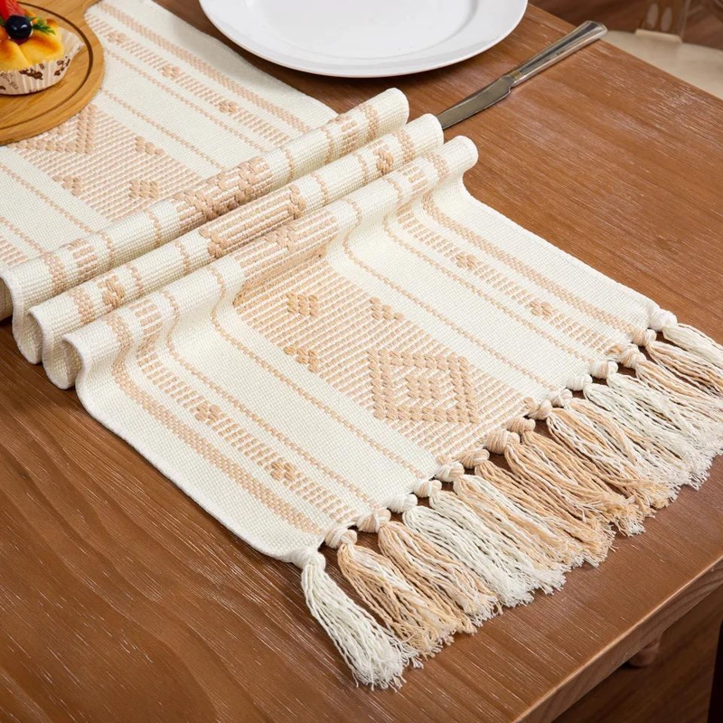 Camino de mesa tejido, beige - 3