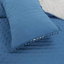 Cubrecamas Algodón con pom pom 1.5 plazas - azul - 3