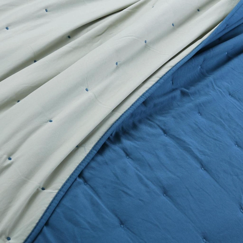 CUBRECAMA DE ALGODON BORDADO 1.5 PLAZAS - AZUL - 3
