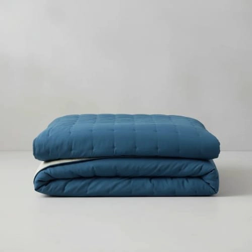 CUBRECAMA DE ALGODON BORDADO 1.5 PLAZAS - AZUL - 4