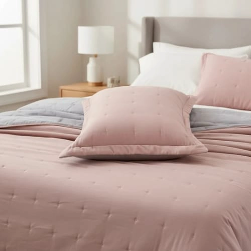 CUBRECAMA DE ALGODON BORDADO KING - ROSA - 2
