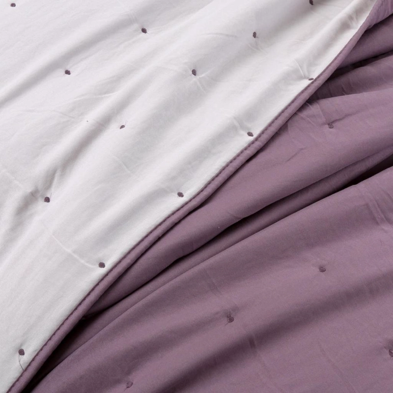 CUBRECAMA DE ALGODON BORDADO KING - MORADO - 3