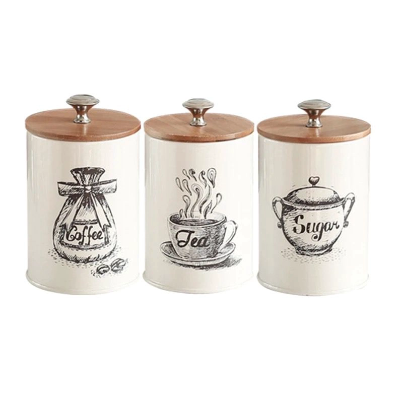 SET DE 3 CANISTER DE COCINA - DISEÑO DIBUJO - 1
