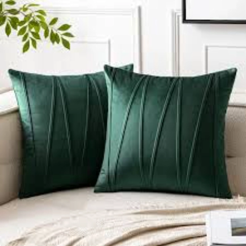 SET DE 2 COJINES DE 45X45 CM DE VELVET TERCIOPELO - VERDE ZIGZAG - 3