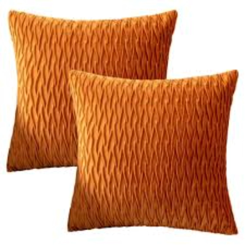 SET DE 2 COJINES DE TERCIOPELO ONDAS - NARANJO - 1