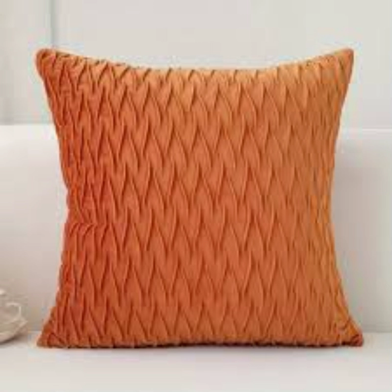 SET DE 2 COJINES DE TERCIOPELO ONDAS - NARANJO - 4