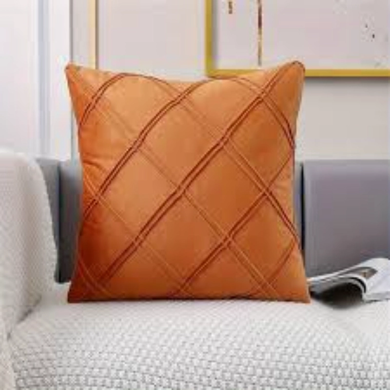 SET DE 2 COJINES DE TERCIOPELO DOBLE PLIEGUE - NARANJO - 1