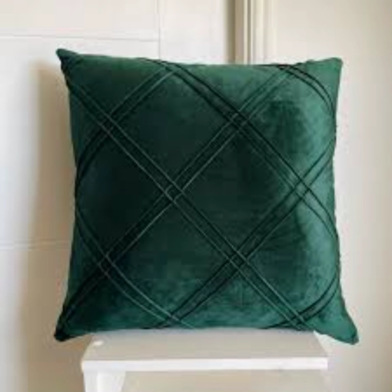 SET DE 2 COJINES DE TERCIOPELO DOBLE PLIEGUE - VERDE - 1