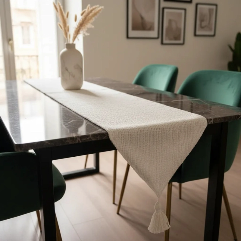CAMINO DE MESA CHENILLE BLANCO TEXTURIZADO 30 × 180CM - 2