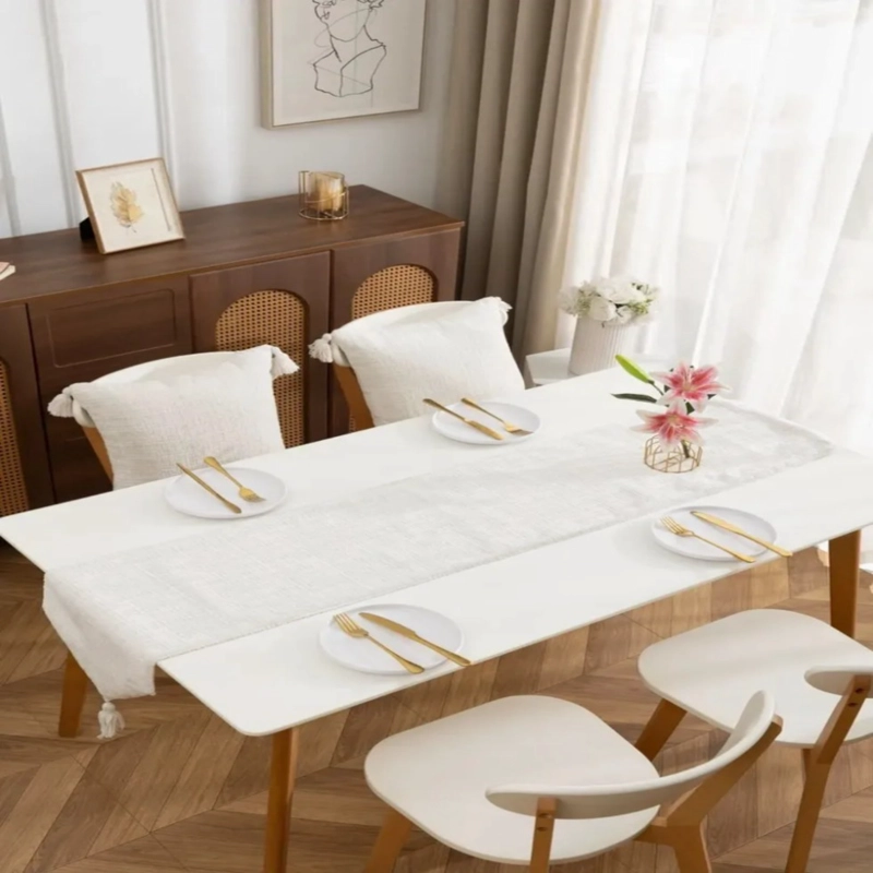 CAMINO DE MESA CHENILLE BLANCO TEXTURIZADO 30 × 180CM - 3