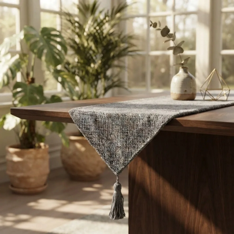 CAMINO DE MESA CHENILLE GRIS TEXTURIZADO 30 × 180CM - 2