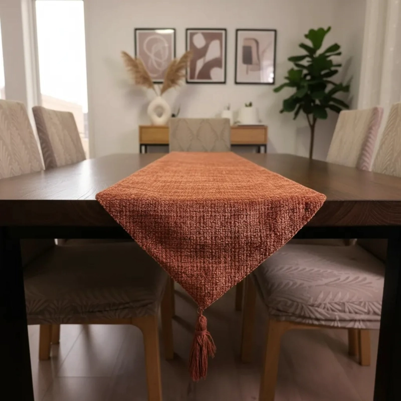 CAMINO DE MESA CHENILLE TERRACOTA TEXTURIZADO 30 × 180CM - 3