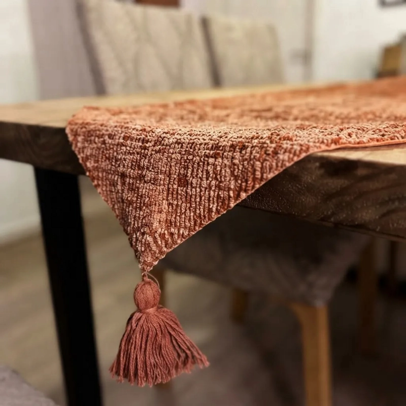 CAMINO DE MESA CHENILLE TERRACOTA TEXTURIZADO 30 × 180CM - 4