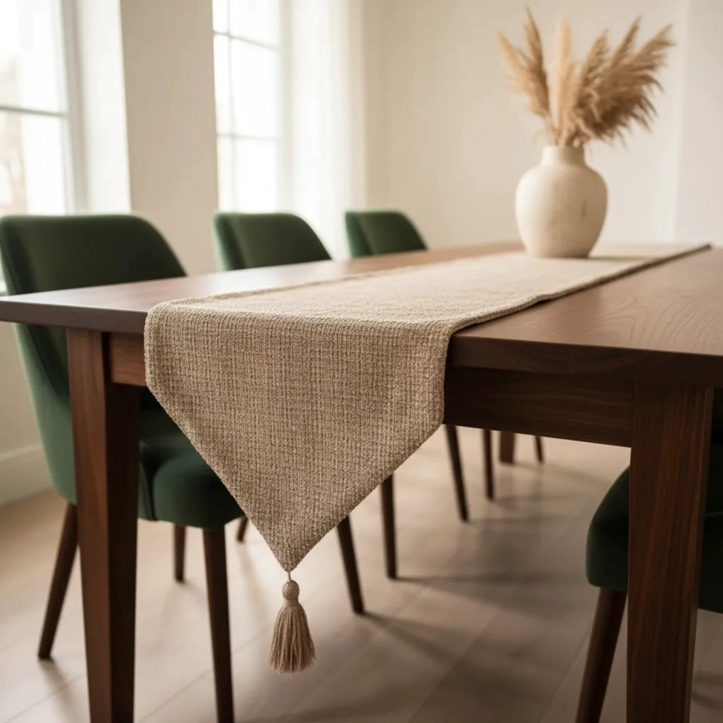 CAMINO DE MESA CHENILLE CAFE CLARO TEXTURIZADO 30 × 180CM - 1