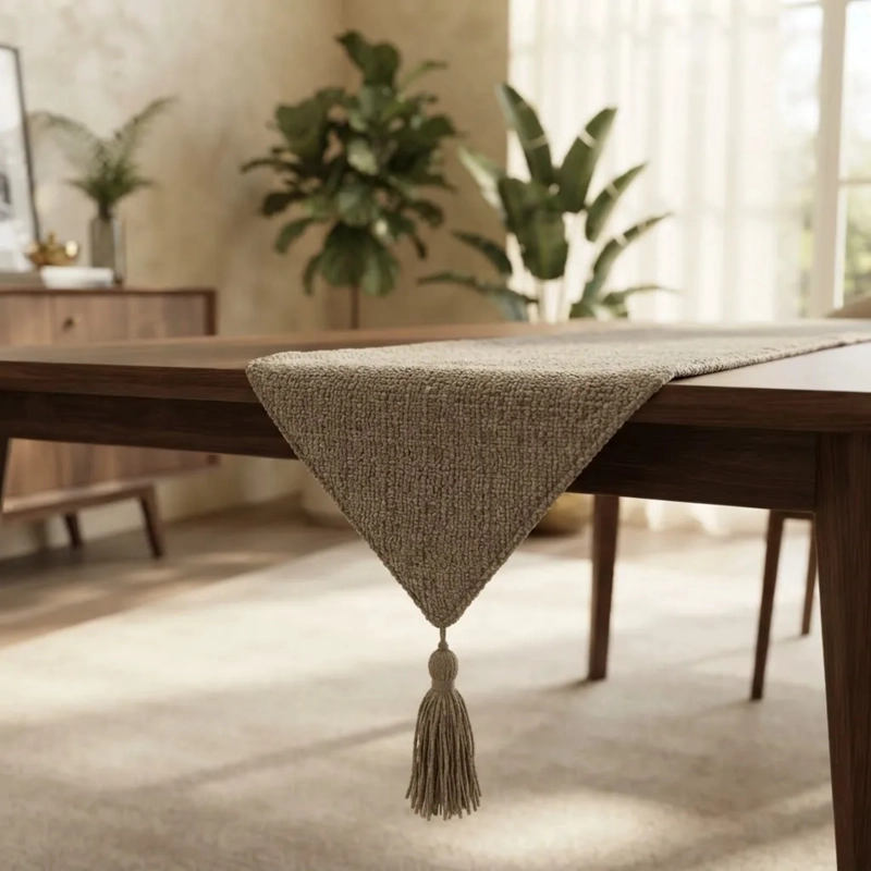 CAMINO DE MESA CHENILLE CAFE CLARO TEXTURIZADO 30 × 180CM - 2