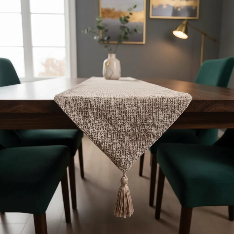 CAMINO DE MESA CHENILLE CAFE CLARO TEXTURIZADO 30 × 180CM - 3