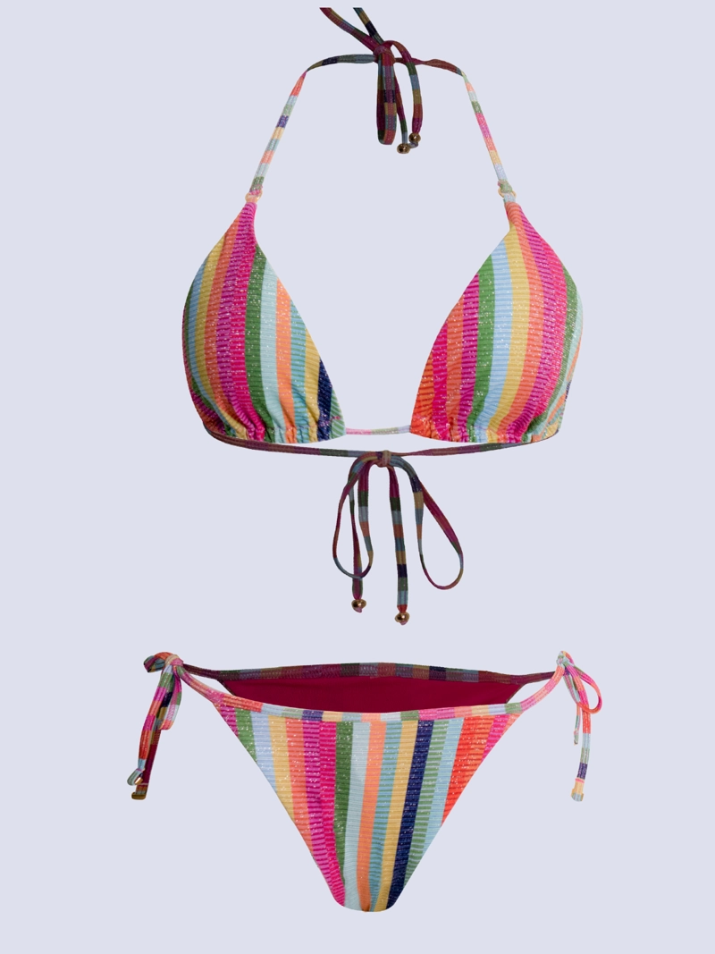 BIKINI MUJER CHAMELA TRIANGULO RAYADO BRILLANTE 43665 - 9
