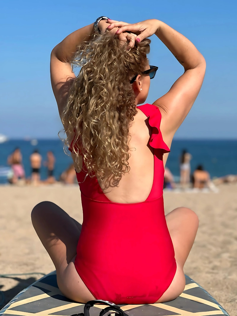 TRAJE DE BAÑO EN COLOR ROJO CON BOLERO Y CONTROL DE ABDOMEN OUTLET  97975 - 4