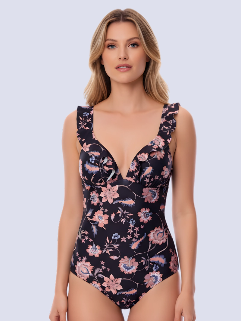TRAJE DE BAÑO ENTERO PUSH UP EN COLOR NEGRO OUTLET 98875 - 1