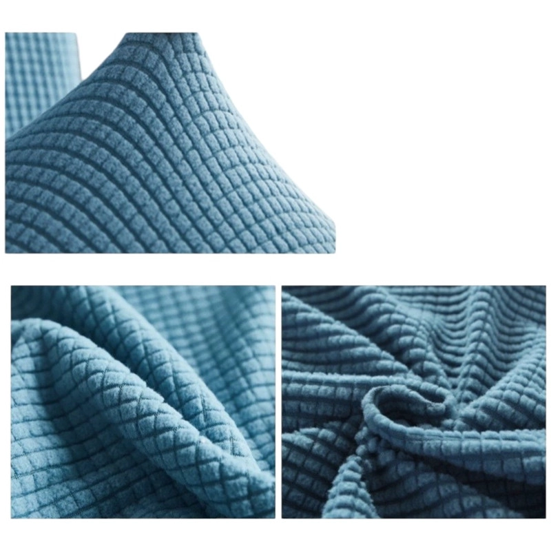 PACK 6 FUNDAS PARA SILLAS TELA TEXTURIZADA ADAPTABLE CUADRILLE COLOR GRIS - 3