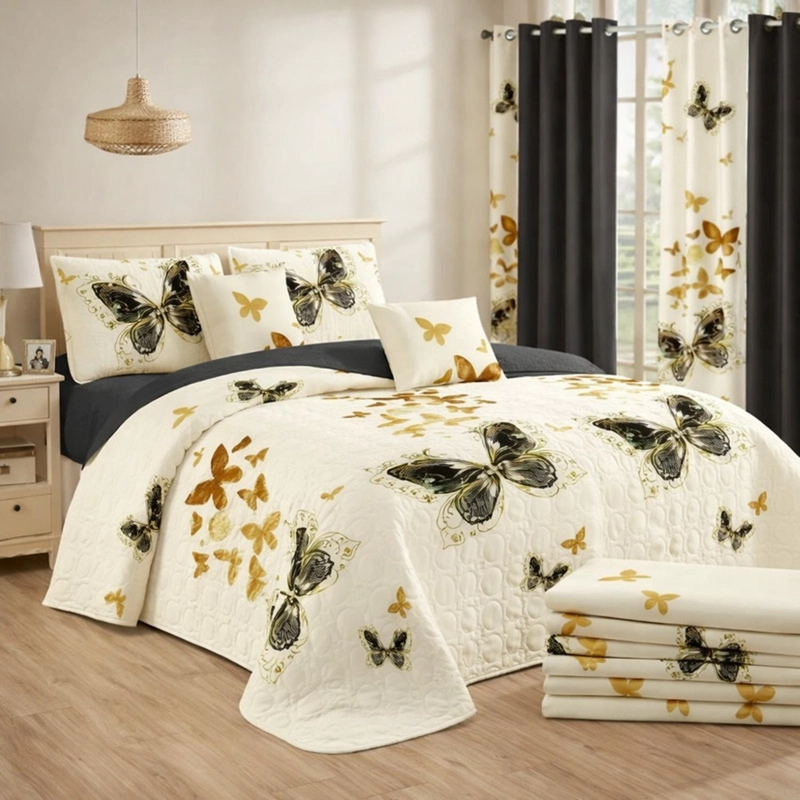 CUBRECAMA + JUEGO DE SABANAS KING VERANO + FUNDAS ALMOHADA TAMAÑO KING - 1