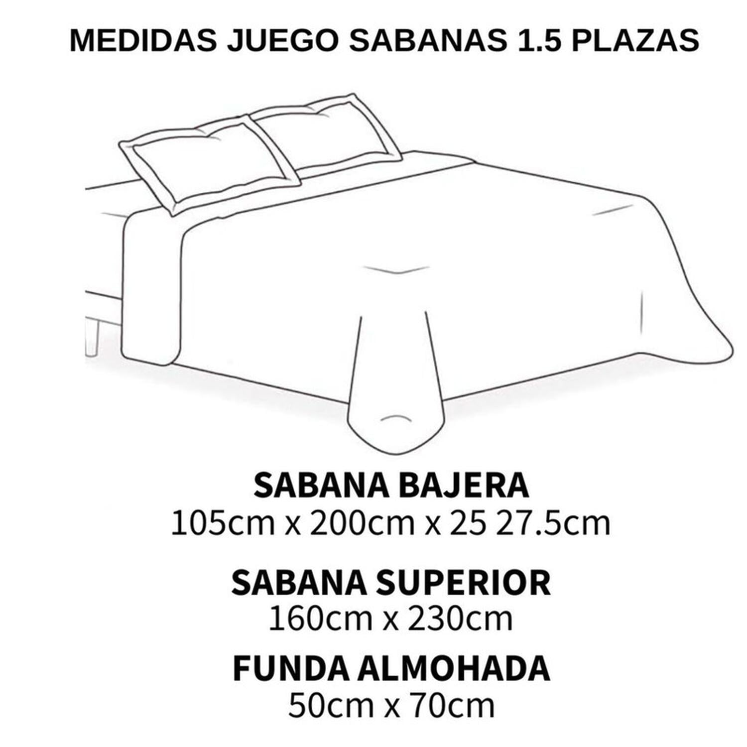 CUBRECAMA DE VERANO + JUEGO DE SABANAS 1.5 PLAZAS + FUNDAS TAMAÑO 1,5 PLAZAS - 2