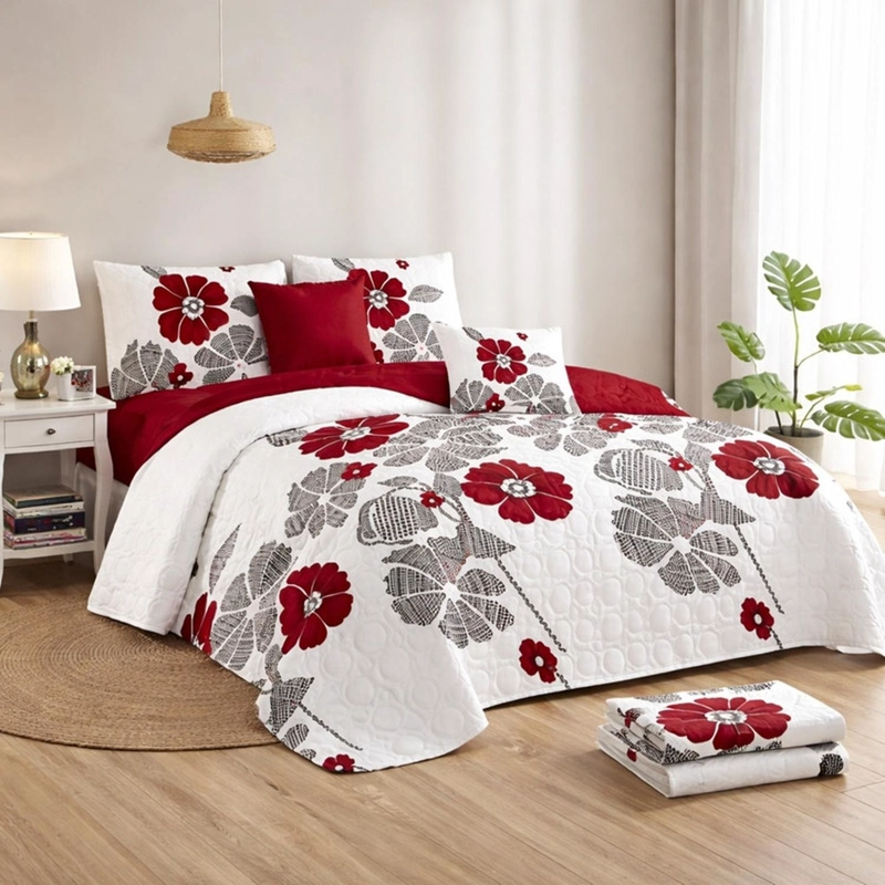 CUBRECAMA + JUEGO DE SABANAS KING VERANO + FUNDAS ALMOHADA TAMAÑO KING - 1