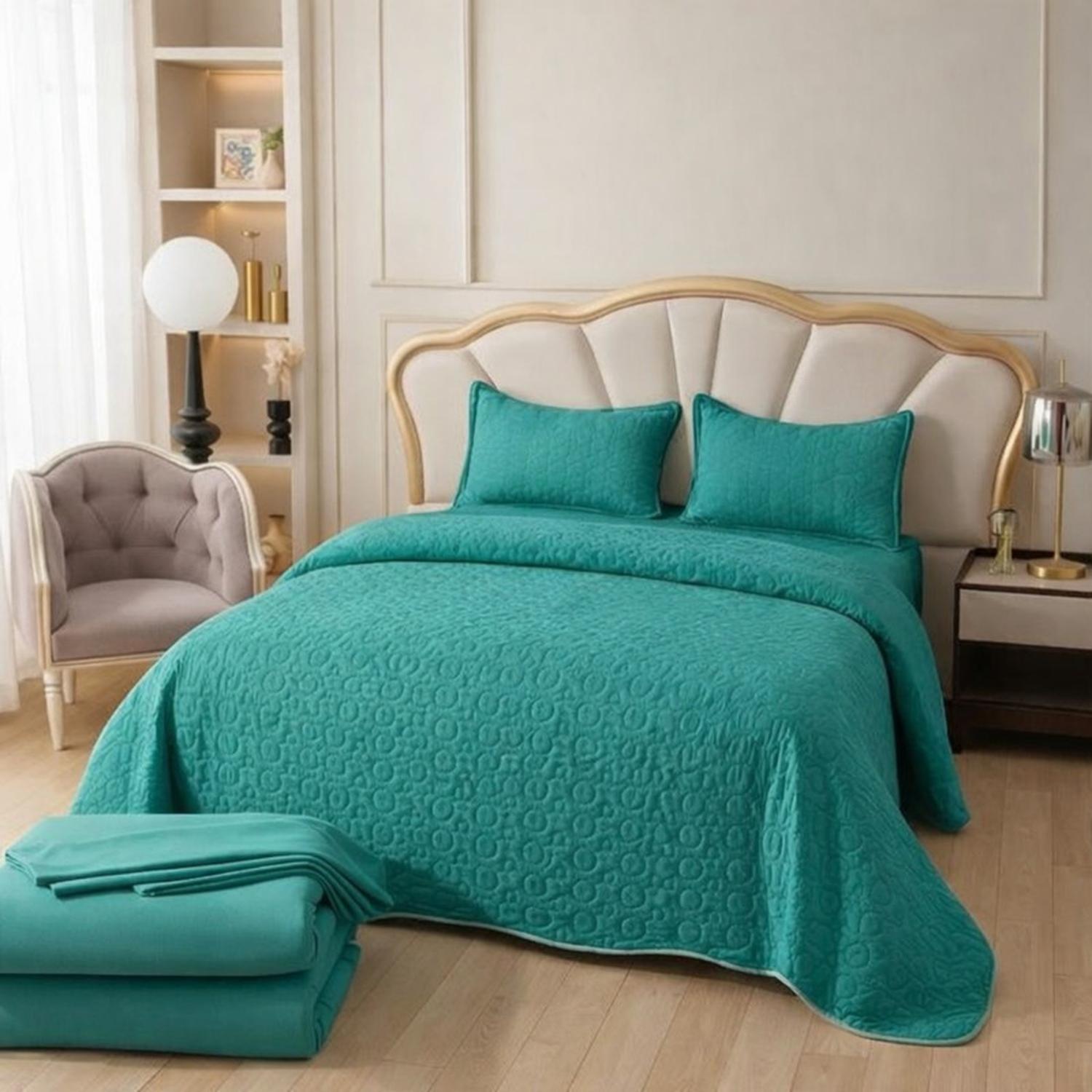 CUBRECAMA + JUEGO DE SABANAS DE 2 PLAZAS + FUNDAS ALMOHADA TAMAÑO 2 PLAZAS - 1