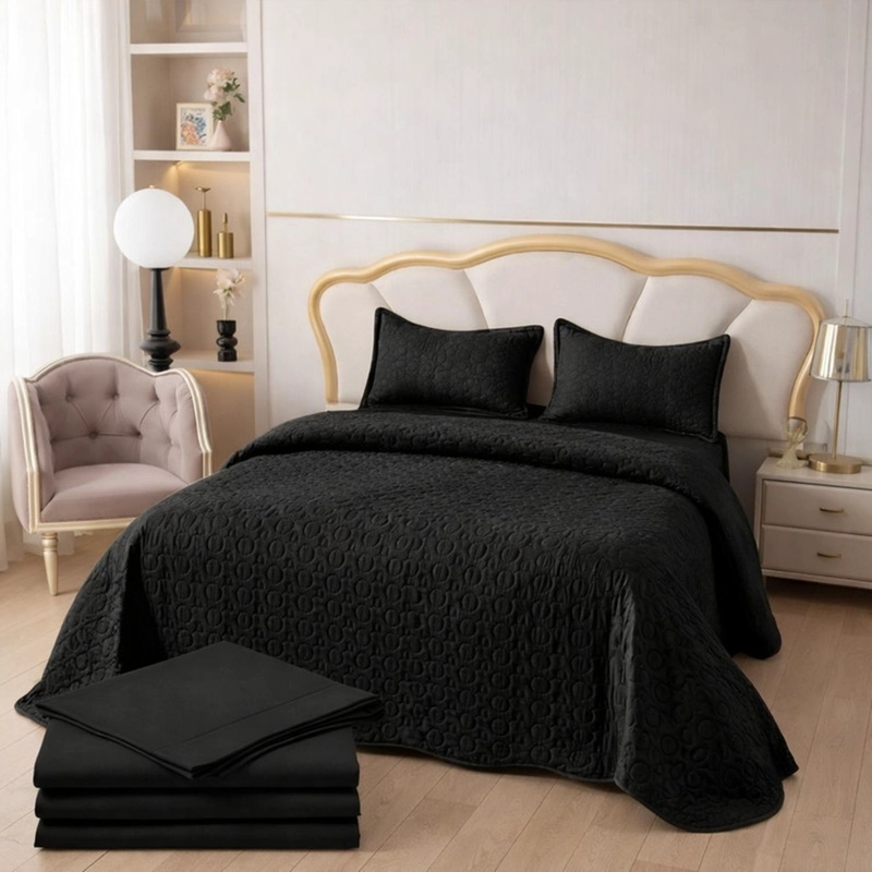 CUBRECAMA + JUEGO DE SABANAS KING VERANO + FUNDAS ALMOHADA TAMAÑO KING - 1
