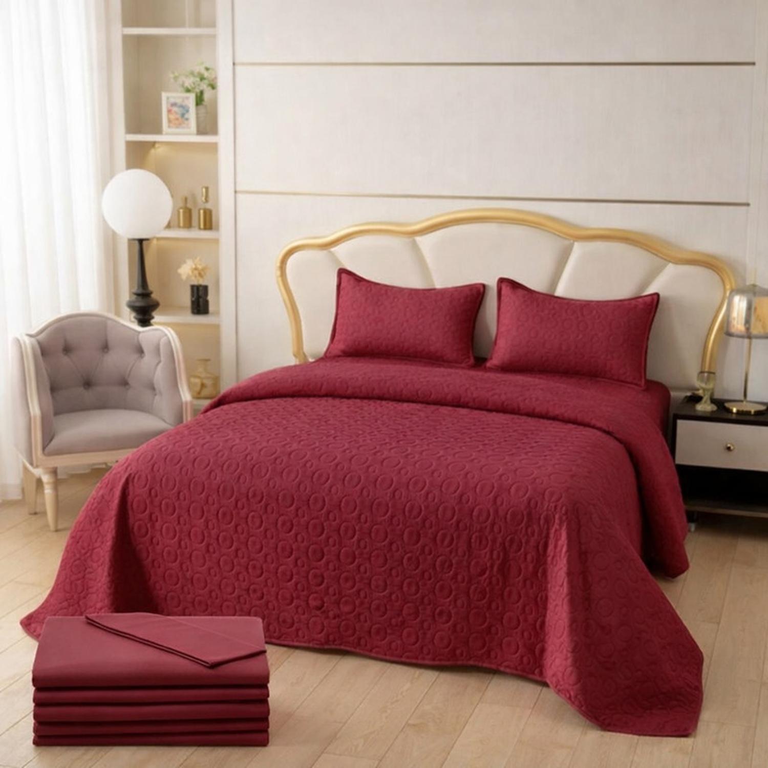 CUBRECAMA + JUEGO DE SABANAS KING VERANO + FUNDAS ALMOHADA TAMAÑO KING - 1