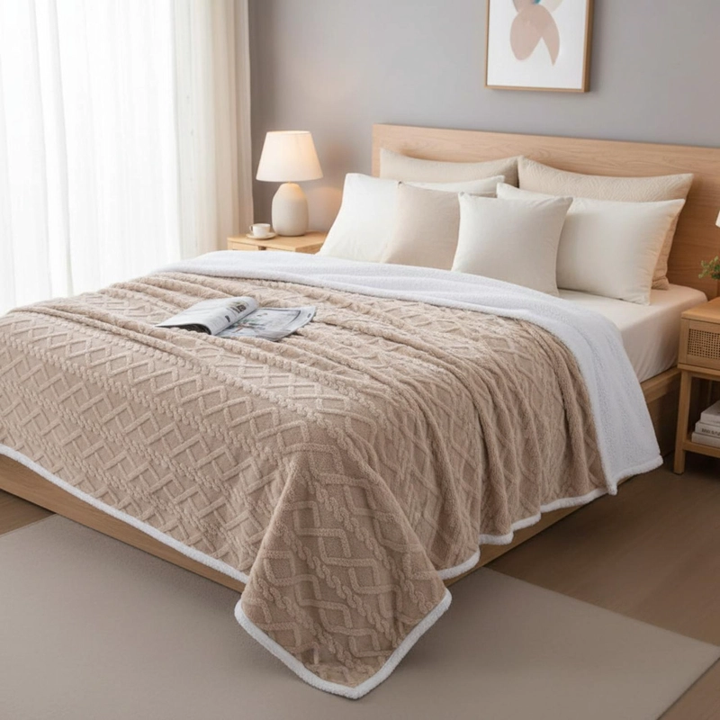 FRAZADA CON CHIPORRO POLAR 1.5 PLAZAS MEDIDA 150X200CM TAMAÑO 1,5 PLAZAS BEIGE - 1